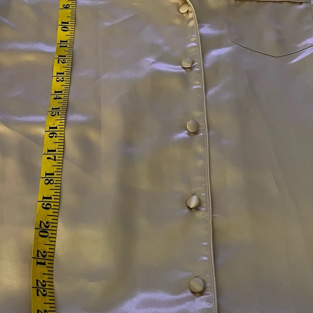 Valerie Stevens Gold Short Sleeve Button Down Sleep/Pajama Top Size S - Picture 3 of 8